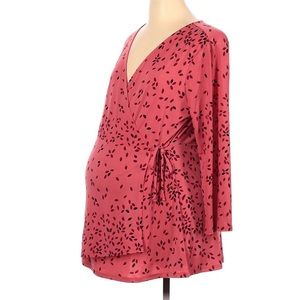 Motherhood Maternity pink wrap blouse Sz M